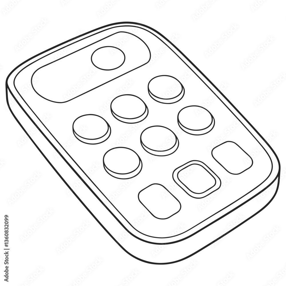 Poster a simple, sleek remote control with clearly defined buttons, ready to command your entertainment, in