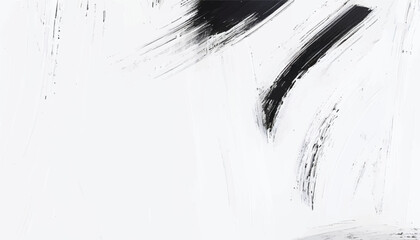 Black paint brush strokes on a white background. Black brushstroke textures for artistic backgrounds. 