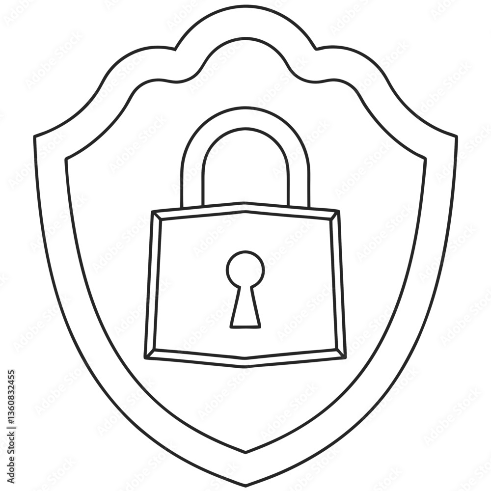 Poster a sturdy shield protects a secure padlock symbolizing unwavering safety and strong data protection w