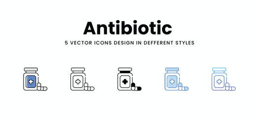Antibiotic  vector icons set stock illustration