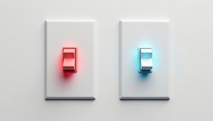 A solitary light switch flips, showing both positions, isolated on white , black, button, switch