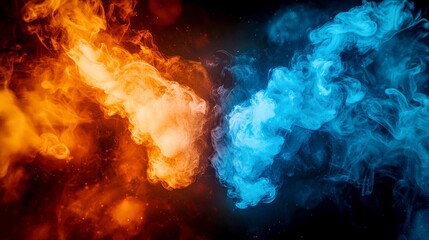 Fototapeta premium Fiery Abstract: A Symphony of Blue and Orange Hues
