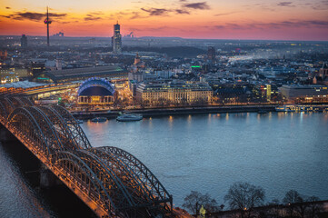 Cologne skyline at Dusk during spring time
