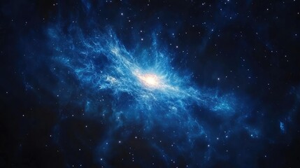 Fototapeta premium Stunning blue galaxy swirling with cosmic clouds and stars, creating a mesmerizing celestial scene