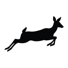 Leaping Deer Silhouette, Graceful Wildlife Animal Illustration