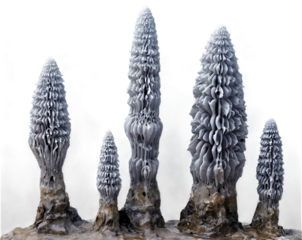 Mystical Stalagmite Forest, A captivating view of towering formations rising from the cave floor, showcasing the intricate beauty and geological wonders of the underworld
