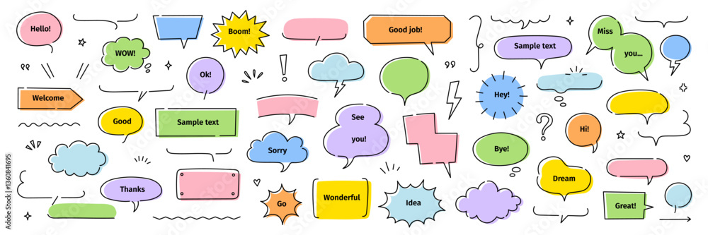 Leinwandbilder line frame text speech bubble set. line balloon frame design talk speech bubble frame. comic japan s