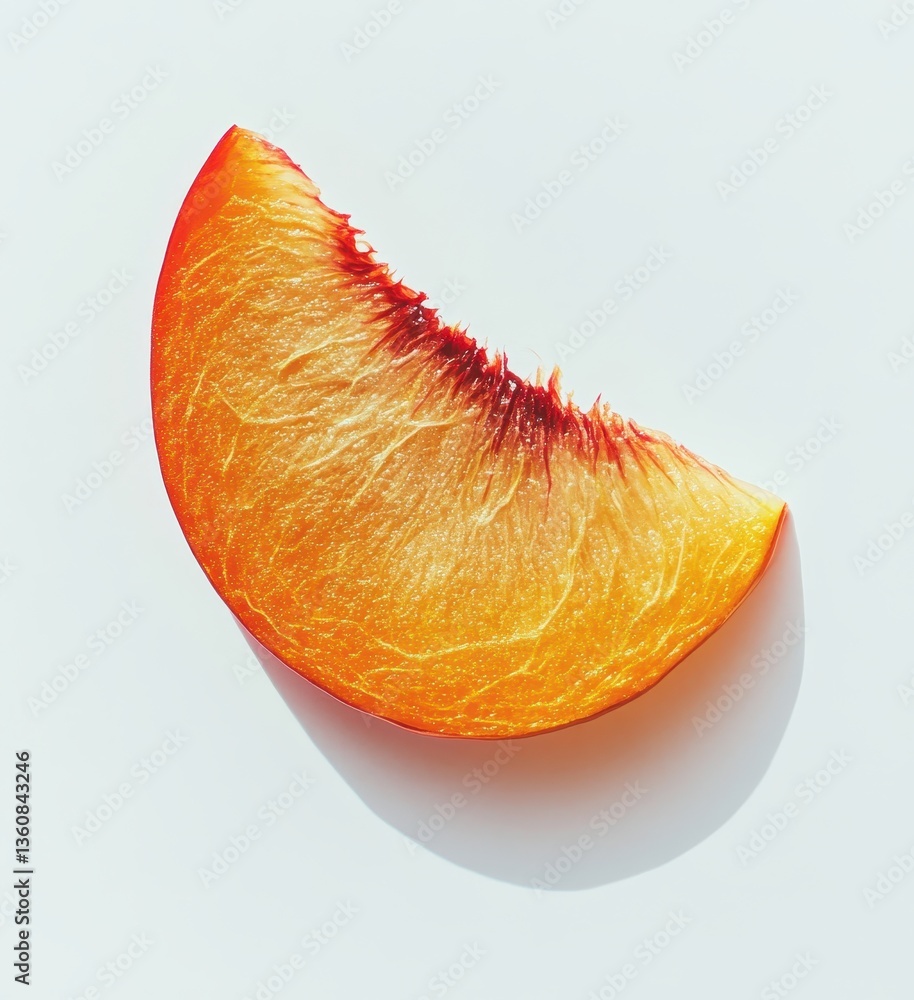 Poster fresh peach slice on light background showcasing vibrant orange color with delicate texture and shad