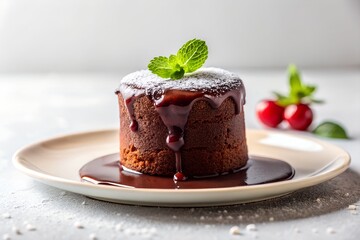 molten lava cake in white background