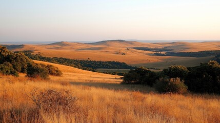 Golden Sunset over Rolling Hills: Serene Landscape Photography