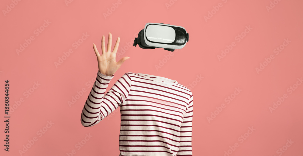Aufkleber a user engages with virtual reality through a headset, showcasing modern technology. the individual 