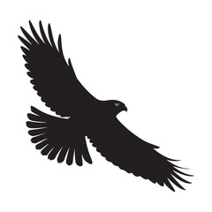 Eagle Silhouette in Flight, Powerful Bird of Prey, Digital Animal Illustration