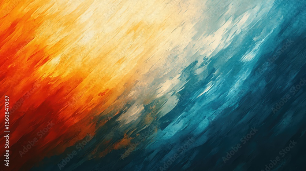 Aufkleber abstract gradient painting blending warm orange and cool blue tones, creating a dynamic visual effec