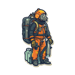 scuba diving suit cartoon sticker art
