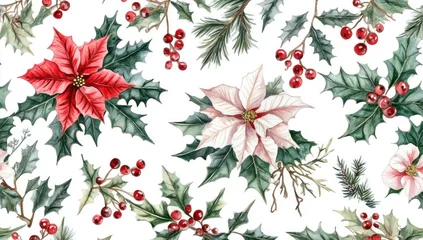  Watercolor Christmas Floral Pattern. © alfa