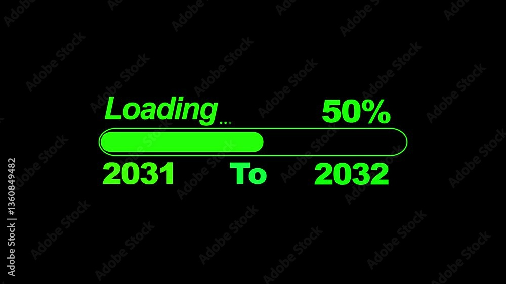 Aufkleber new year 2032 loading bar animation. year changing from 2031 to 2032 happy new year 2032 loading bar