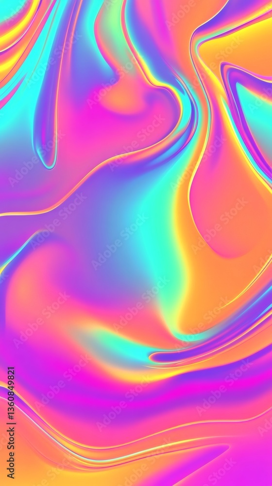 Poster colorful holographic gradient background creating swirling abstract pattern