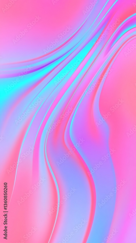 Poster pink and turquoise gradient creating wavy lines background