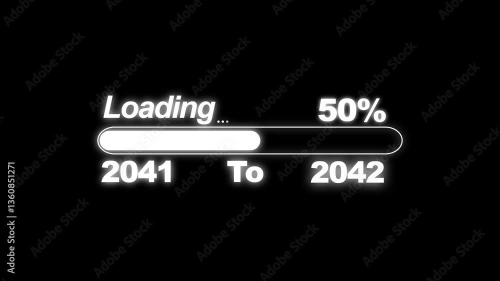 Aufkleber new year 2042 loading bar animation. loading bar from 2041 to 2042 new year transfer animation , arr