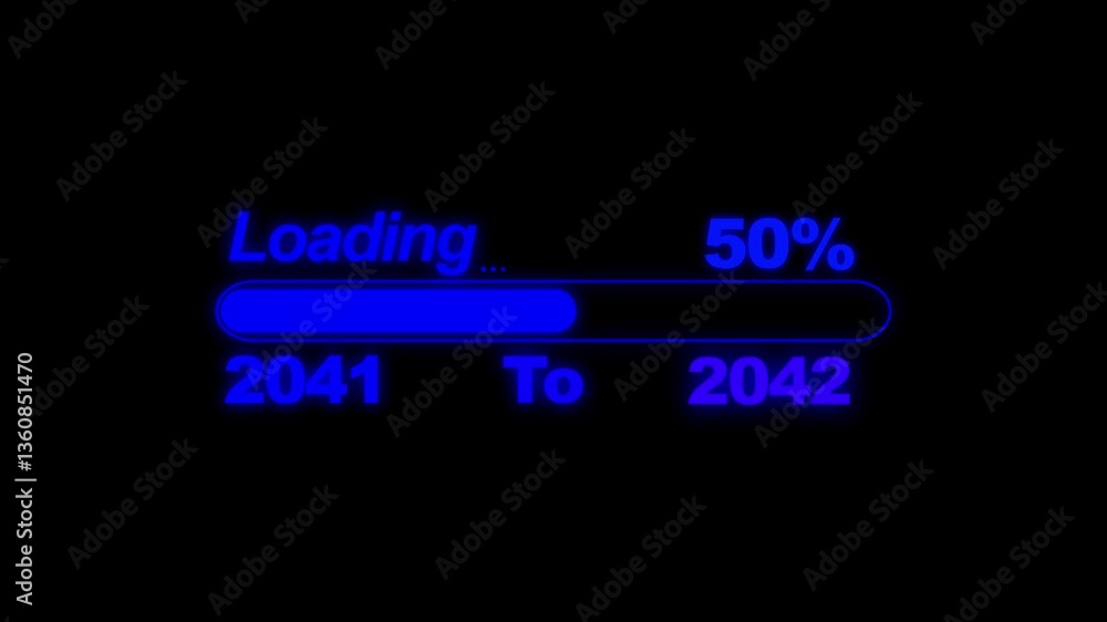 Aufkleber new year 2042 loading bar animation. loading bar from 2041 to 2042 new year transfer animation , arr