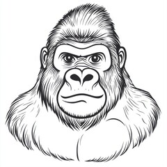 Obraz premium Bold and Detailed Illustration of a Majestic Gorilla Head with Strong Expression and Distinct Features