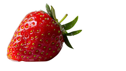 Fresh Juicy Strawberry with Dew Drops on a Black Background
