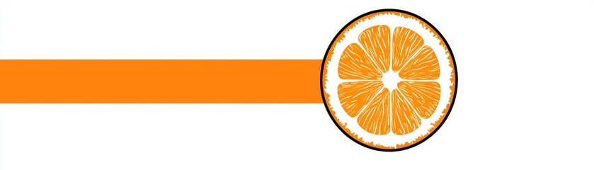 Half orange fruit slice with line. Clean graphic for health promotion