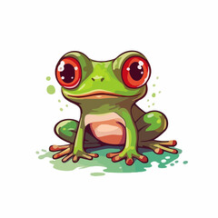 Obraz premium Red eye green frog amphibious Front view vector