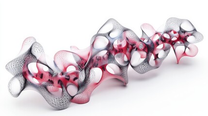 Fototapeta premium Abstract flowing sculpture with a red core and open structure