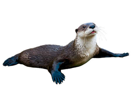 Playful River Otter Relaxing on its Back in Calm Water, Expressing Joy and Serenity in a Natural Aquatic Environment, Portraying its Adaptability to a Semi-Aquatic Lifestyle