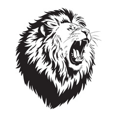 Majestic Roaring Lion, Wild Animal Illustration for Nature, Wildlife, and Animal Art