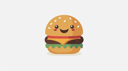 A cheerful cartoon hamburger with a smiling face perfect for foodrelated content and fun desi