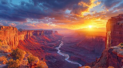 Obraz premium Canyonlands National Park sunset over Colorado River.