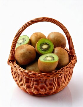 the kiwi brings a tropical twist to any day. Packed with vitamins and a unique tangy flavor, it's the perfect healthy indulgence. Kiwi juice, kiwi in white background, kiwi slice, kiwi in the basket