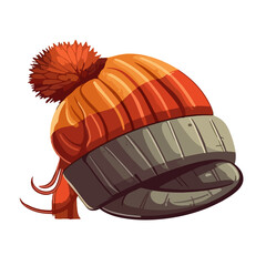 Obraz premium hat beanie knitted cap hat clothes Merry christmas new year seasonal warm wool decorated with pom pom