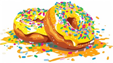 Delicious Donut with Colorful Sprinkles and Icing Perfect for Food and Dessert Themes