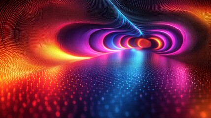 Obraz premium Abstract Colorful Tunnel of Light: A vibrant digital artwork depicting a swirling tunnel with neon lights, creating a mesmerizing and dynamic visual experience.