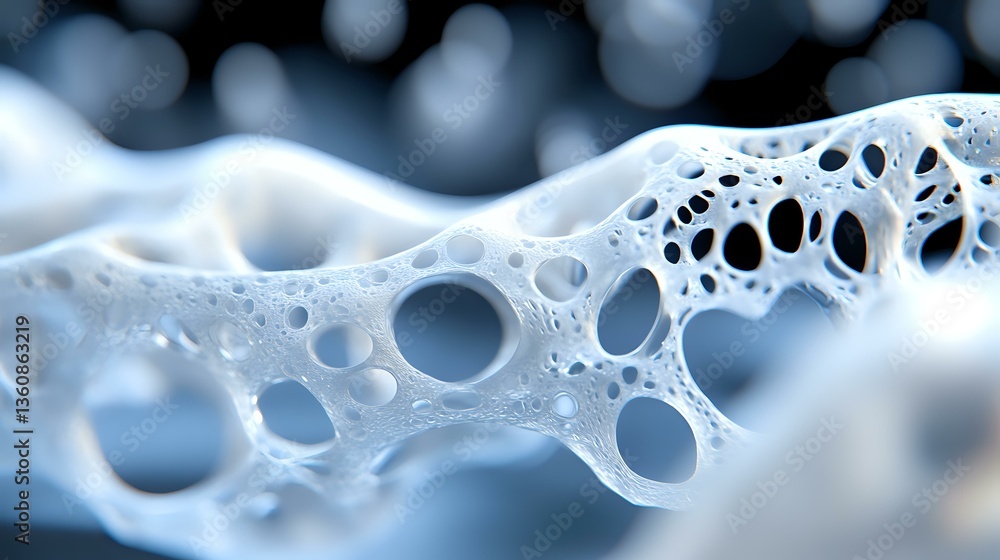 Poster macro shot of soap foam bubbles creating abstract pattern with delicate white structures and holes a
