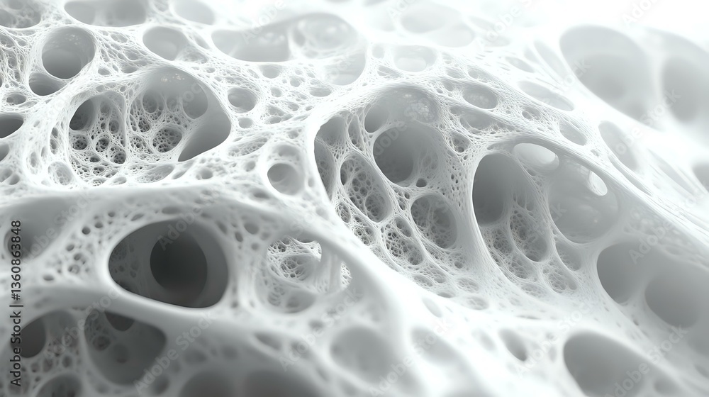Poster microscopic view of bone tissue structure showing intricate trabecular patterns and porous cellular 