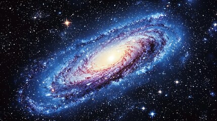 Obraz premium Spiral galaxy in deep space. Vast, swirling cosmic nebula, with vibrant colors and countless stars