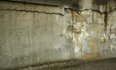 Weathered concrete wall with cracks and peeling paint - Powered by Adobe