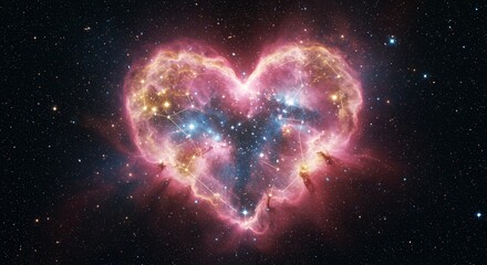 Heart Nebula Forming Constellation in Outer Space Galaxy Background