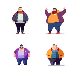 overweight obese fat man flat character