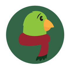 Isolated parrot avatar with winter scarf icon