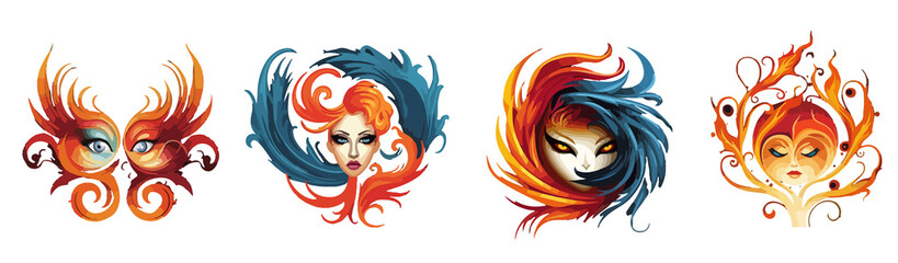 face fire template logo vector