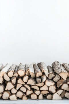 Pile of firewood. Deforestation.