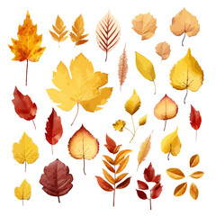 DRY LEAF AUTUMN ELEMENT SET VECTOR