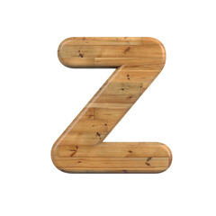 Wood letter Z - Capital 3d pine font isolated on white background. This alphabet is perfect for creative illustrations related but not limited to Decoration, nature, wood...