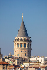 Obraz premium Close-Up View of the Iconic Galata Tower in Istanbul