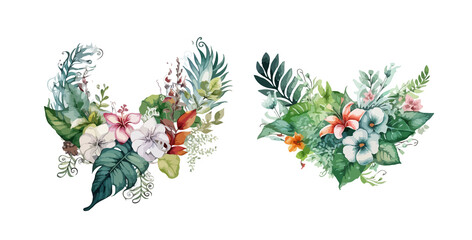 foliage bloom wild flower vector branch set element wedding card invitation